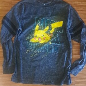 Pokemon Pikachu Kids Long Sleeve Shirt - Charcoal Black Medium